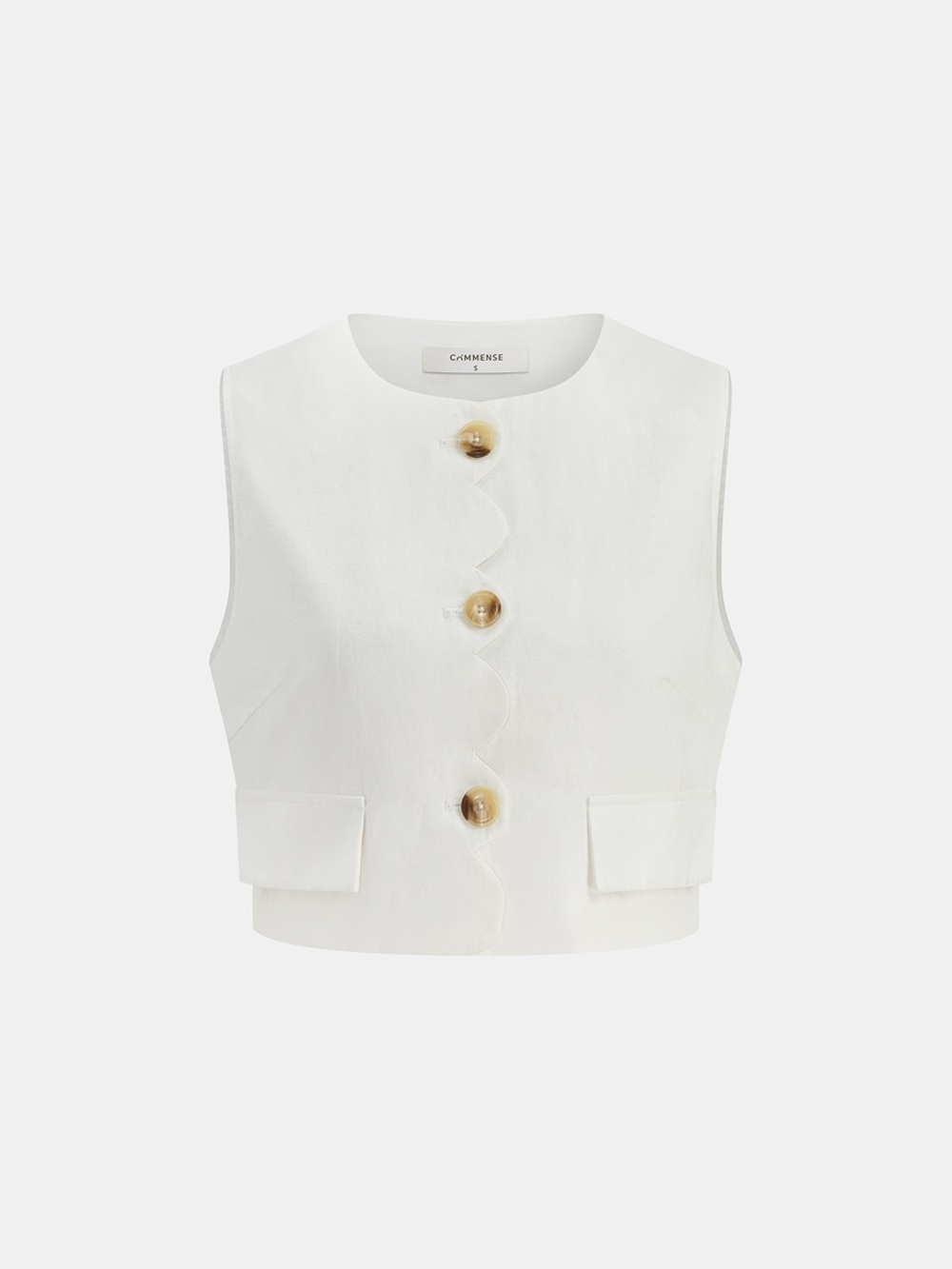 COMMENSE Cotton Linen Scallop Trim Vest/ Skirt Set - Picture 3 of 6